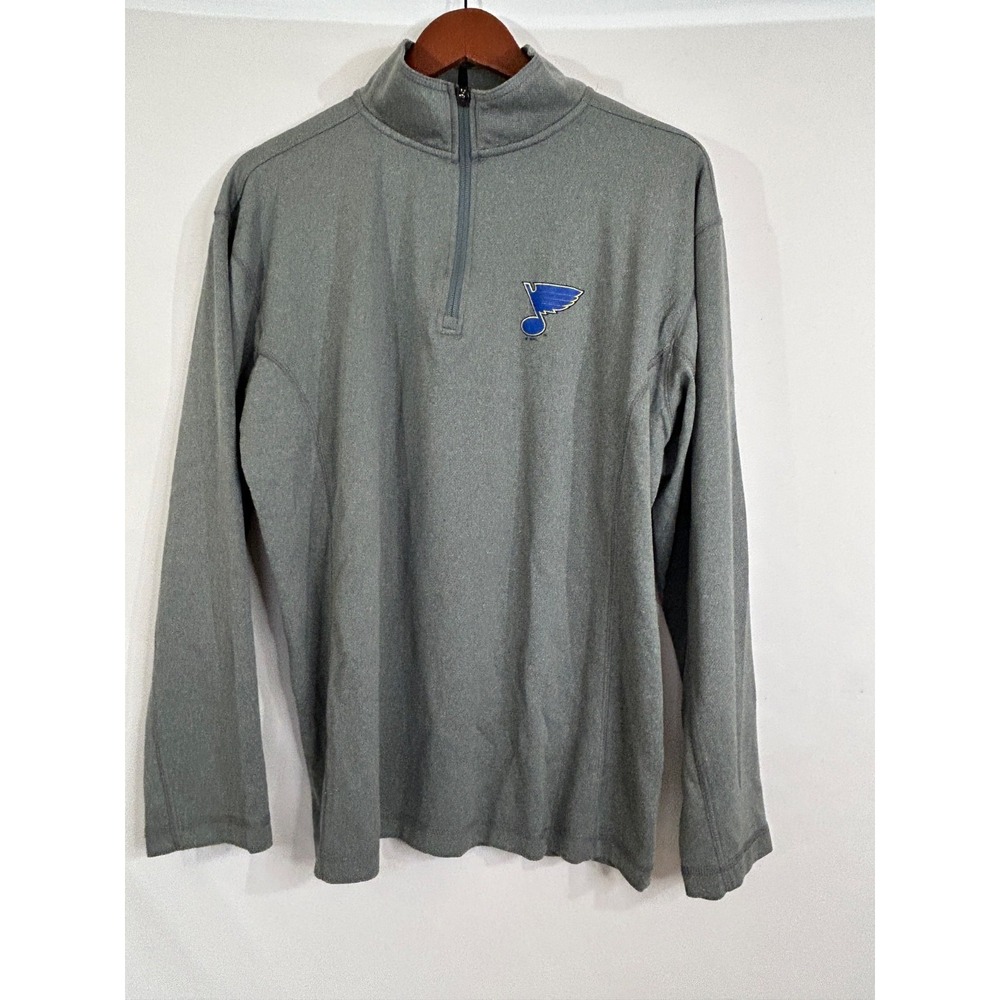 St Louis Blues NHL 1/4 Zip Gray Sweatshirt Long Sleeve Mens Size M